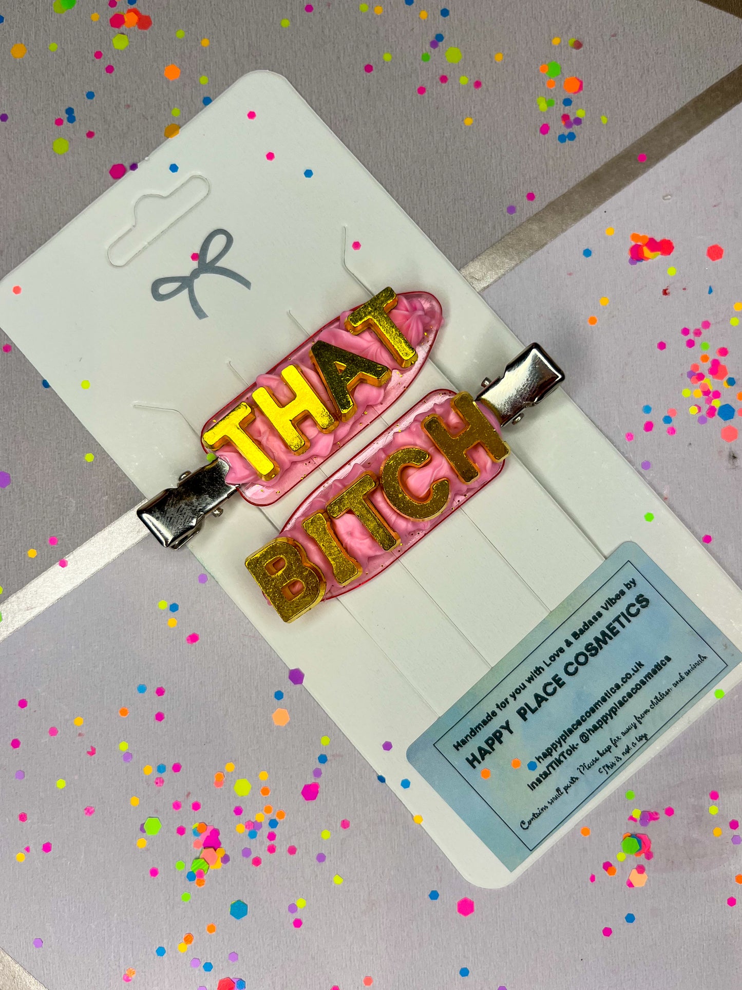 GRWM Handmade Hair Clips - 100% That Bitch