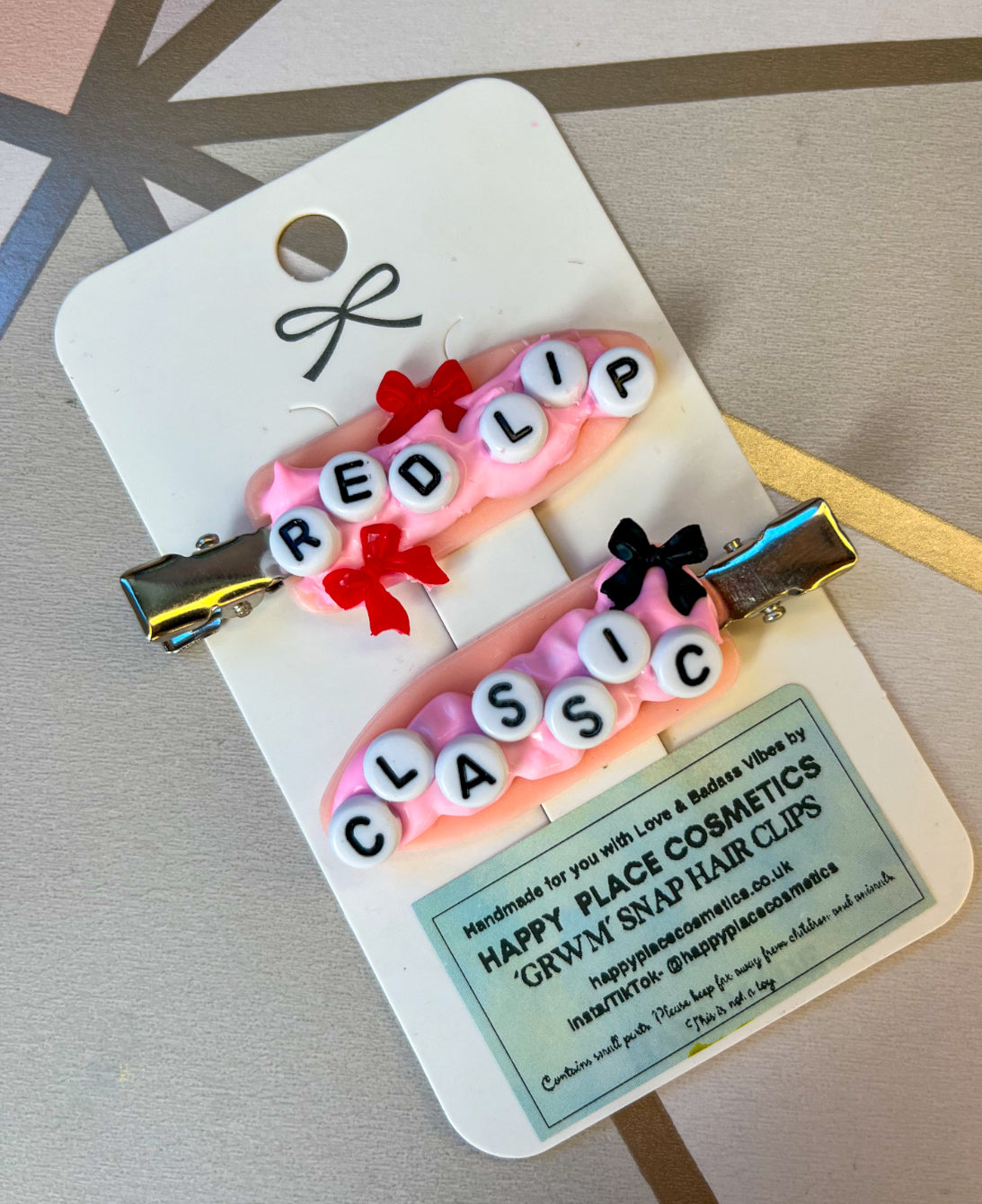 GRWM Handmade Hair Clips - Red Lip, Classic (TS)